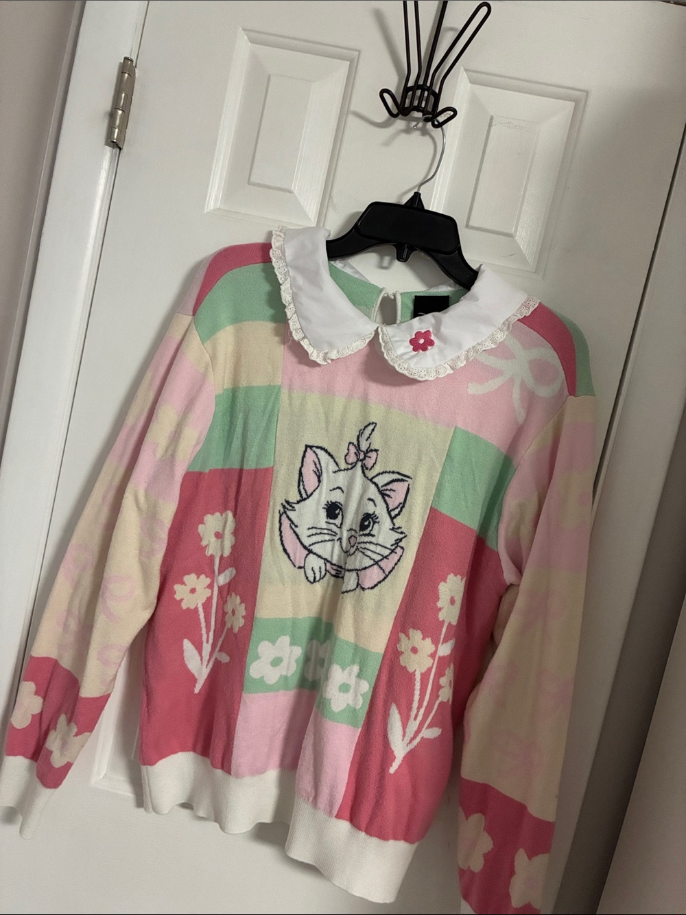 Disney Aristrocats Marie Pastel Sweater with Peter Pan Collar